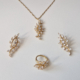 HASU Gioielli Laboratorio Orafo Salerno - Set anello orecchini collana COLLEZIONE NATURA - Anello argento 925 placcato oro con zirconi